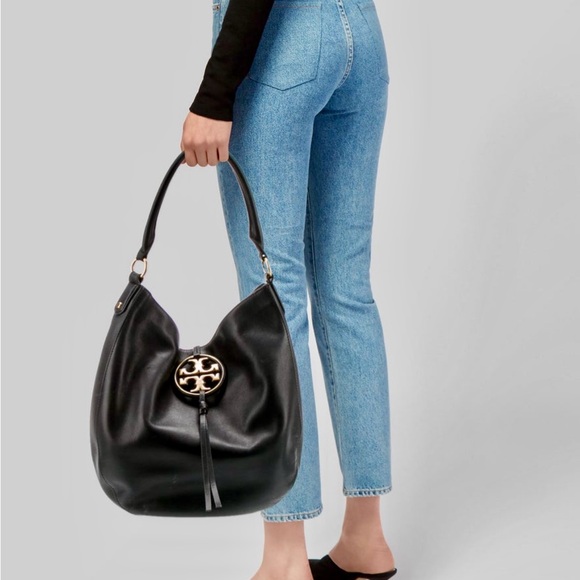 Tory Burch Black Leather Miller Slouchy Hobo Bag - Picture 10 of 10